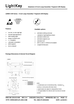 LD80011AO Datasheet PDF LightKey Optoelectronics Ltd.