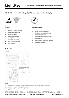 LD30014BO Datasheet PDF LightKey Optoelectronics Ltd.