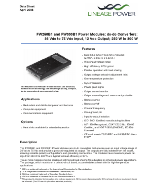 FW250B1 Datasheet PDF Lineage Power Corporation