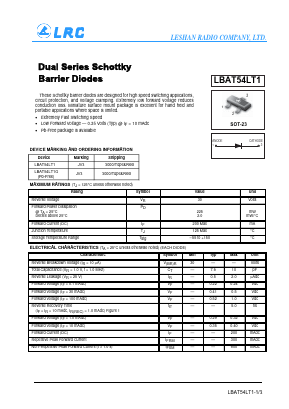 LBAT54LT1 Datasheet PDF Leshan Radio Company,Ltd