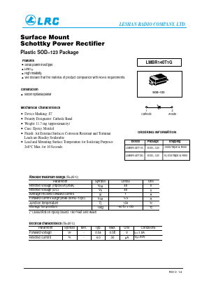 LMBR140T1G Datasheet PDF Leshan Radio Company,Ltd