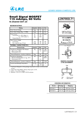 L2N7002LT1 Datasheet PDF Leshan Radio Company,Ltd