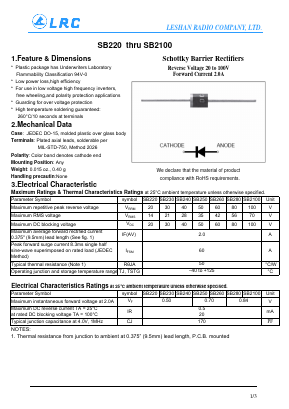 SB2100 Datasheet PDF Leshan Radio Company,Ltd