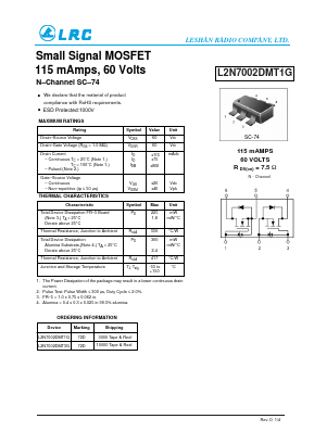 L2N7002DMT3G Datasheet PDF Leshan Radio Company,Ltd