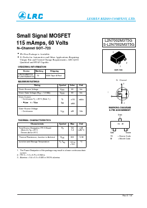 L2N7002M3T5G Datasheet PDF Leshan Radio Company,Ltd