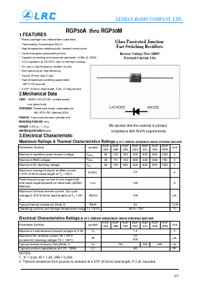 RGP30K Datasheet PDF Leshan Radio Company,Ltd