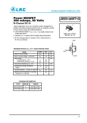 LBSS138WT1G Datasheet PDF Leshan Radio Company,Ltd