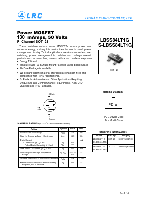 LBSS84LT1G Datasheet PDF Leshan Radio Company,Ltd