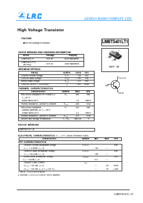 LMBT5401LT1 Datasheet PDF Leshan Radio Company,Ltd