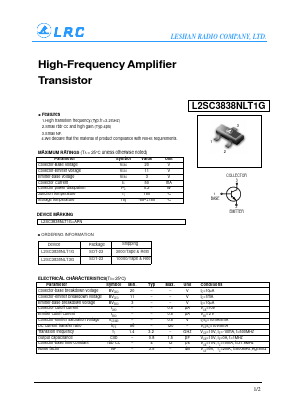 L2SC3838NLT3G Datasheet PDF Leshan Radio Company,Ltd