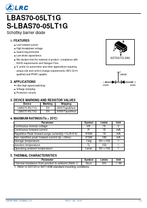 LBAS70-05LT3G Datasheet PDF Leshan Radio Company,Ltd
