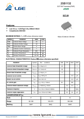 2SB1132 Datasheet PDF Shenzhen Luguang Electronic Technology Co., Ltd