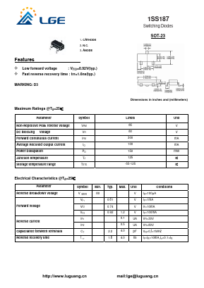 1SS187 Datasheet PDF Shenzhen Luguang Electronic Technology Co., Ltd