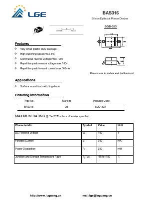 BAS316 Datasheet PDF Shenzhen Luguang Electronic Technology Co., Ltd