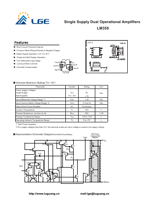 LM358 Datasheet PDF Shenzhen Luguang Electronic Technology Co., Ltd