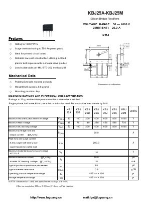 KBJ25A Datasheet PDF Shenzhen Luguang Electronic Technology Co., Ltd