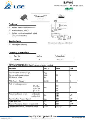 BAV199 Datasheet PDF Shenzhen Luguang Electronic Technology Co., Ltd