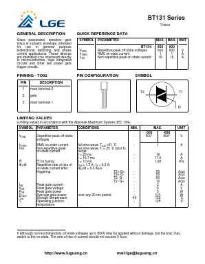 BT131 Datasheet PDF Shenzhen Luguang Electronic Technology Co., Ltd