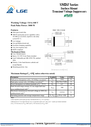 SMDJ200CA Datasheet PDF Shenzhen Luguang Electronic Technology Co., Ltd