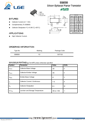 SS8550 Datasheet PDF Shenzhen Luguang Electronic Technology Co., Ltd