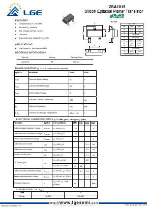 2SA1015 Datasheet PDF Shenzhen Luguang Electronic Technology Co., Ltd