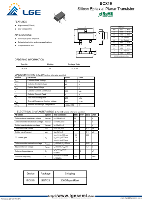 BCX19 Datasheet PDF Shenzhen Luguang Electronic Technology Co., Ltd