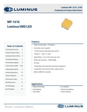 MP-1616-2100-22-90 Datasheet PDF Luminus, Inc