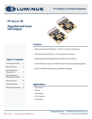 PT-39-DR Datasheet PDF Luminus, Inc