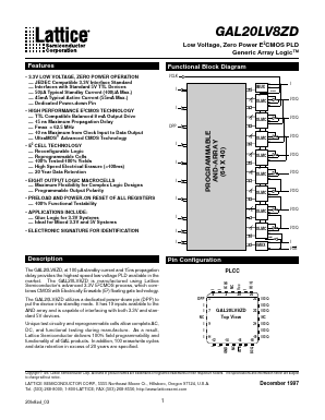 GAL20LV8ZD Datasheet PDF Lattice Semiconductor
