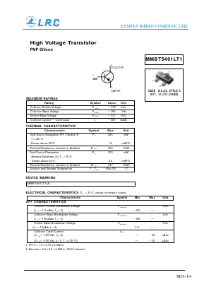 MMBT5401LT1 Datasheet PDF Leshan Radio Company