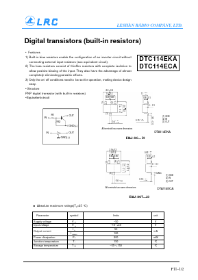 DTC114ECA Datasheet PDF Leshan Radio Company