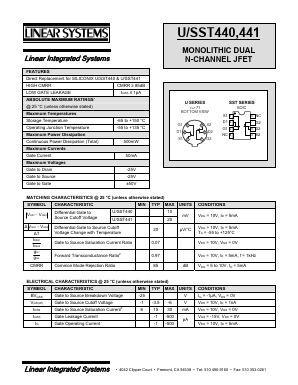 SST441 Datasheet PDF Linear Integrated System