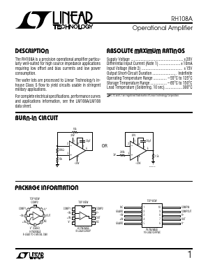 RH108A Datasheet PDF Linear Technology