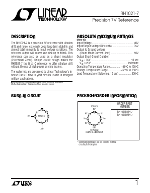 RH1021BMH-7 Datasheet PDF Linear Technology