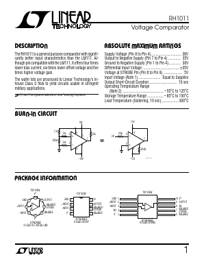 RH1011 Datasheet PDF Linear Technology