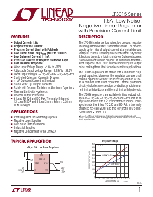 LT3015EMSE-3.3-TRPBF Datasheet PDF Linear Technology