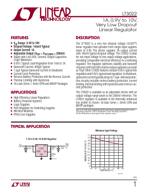 LT3022 Datasheet PDF Linear Technology