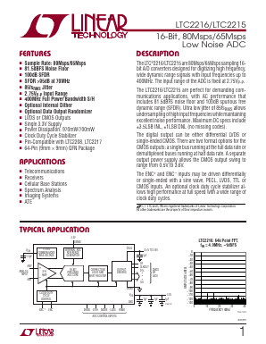 LTC2215UP Datasheet PDF Linear Technology