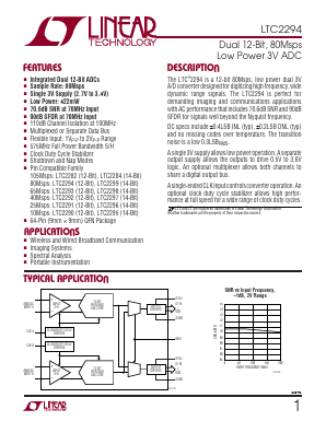 LTC2294 Datasheet PDF Linear Technology