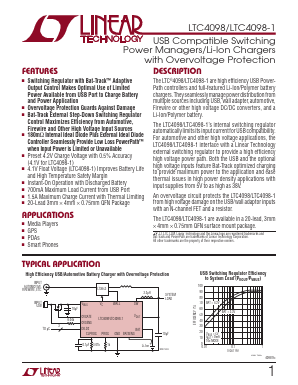 LTC4098-1 Datasheet PDF Linear Technology