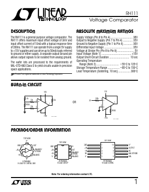 RH111 Datasheet PDF Linear Technology