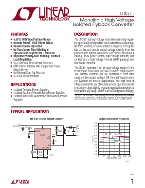 LT3511EMS-TRPBF Datasheet PDF Linear Technology