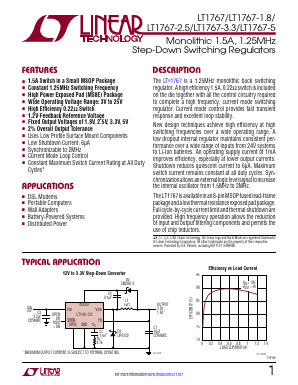 LT1767EMS8E-TRPBF Datasheet PDF Linear Technology