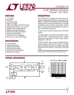 LTC2259CUJ-16-TRPBF Datasheet PDF Linear Technology