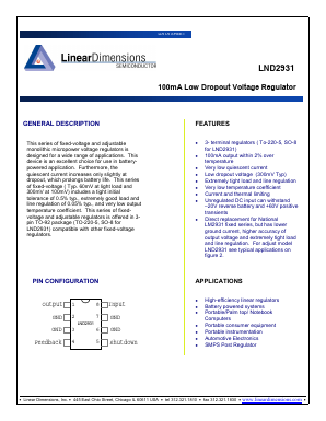 LND2931-8.0 Datasheet PDF Linear Dimensions Semiconductor