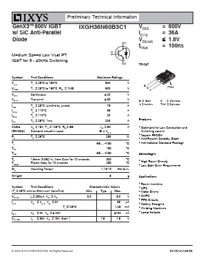 IXGH36N60B3C1 Datasheet PDF Littelfuse, Inc