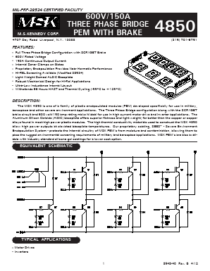 MSK4850H Datasheet PDF M.S. Kennedy