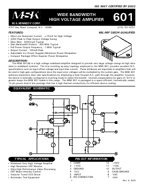 MSK601B Datasheet PDF M.S. Kennedy