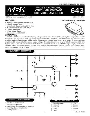 MSK643 Datasheet PDF M.S. Kennedy