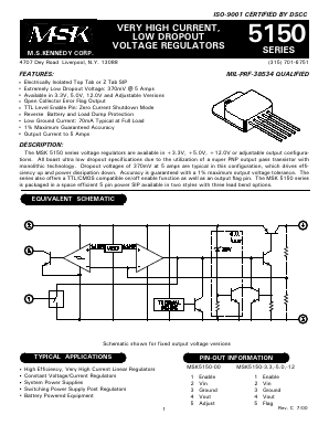 MSK5150-5BTU Datasheet PDF M.S. Kennedy